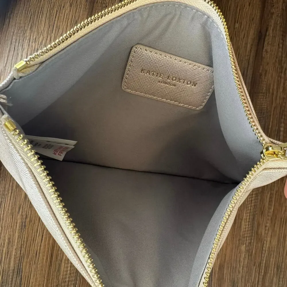Katie Loxton London YOU ARE WONDERFUL Zipper Pouch Clutch Metallic cream gold